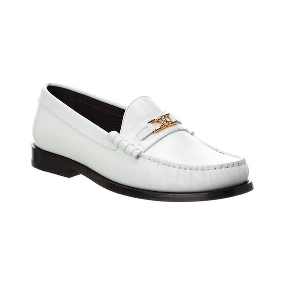 Celine Luco Chain Leather Loafer, White - Picture 1 of 5